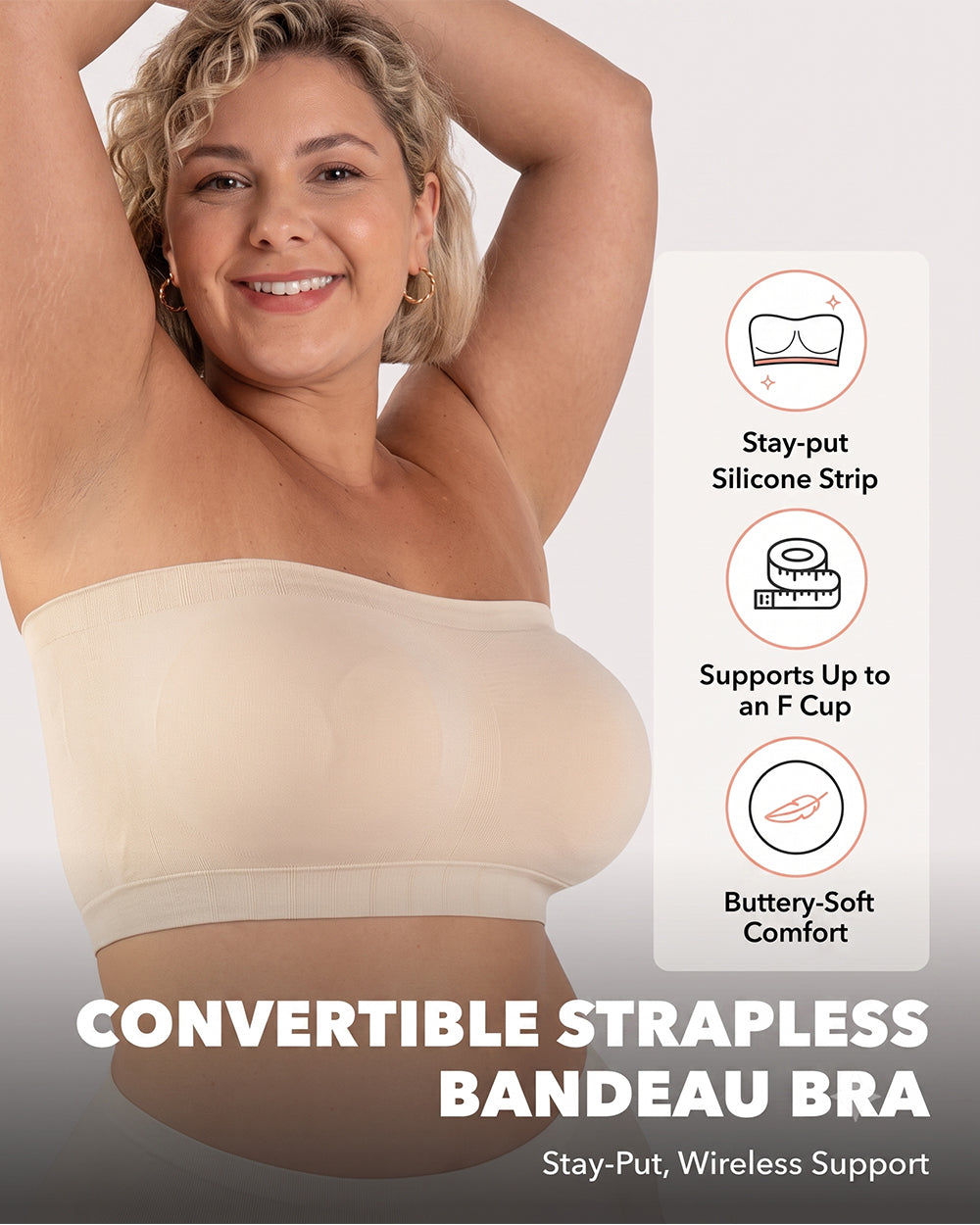 Soutien-gorge bandeau sans bretelles convertible pour femme