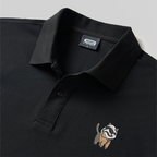 Polo brodé geek chat soldat blanc