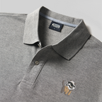 Polo brodé geek chat soldat blanc