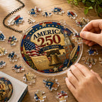 Décoration suspendue patriotique America 250 en acrylique – 1776-2026, avec aigle, Liberty Bell et motif floral de l'Indépendance