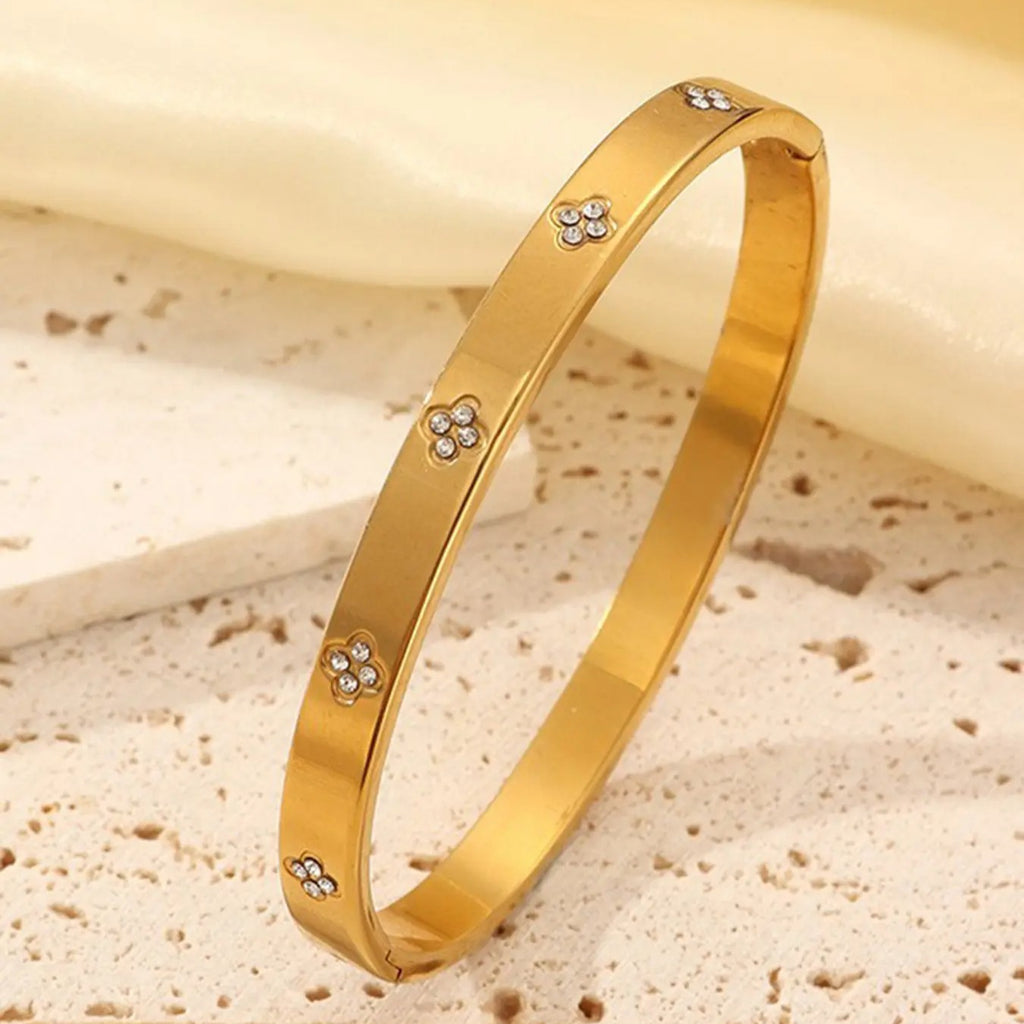 5-Piece 18K Gold Plated Titanium Steel Bracelet Set