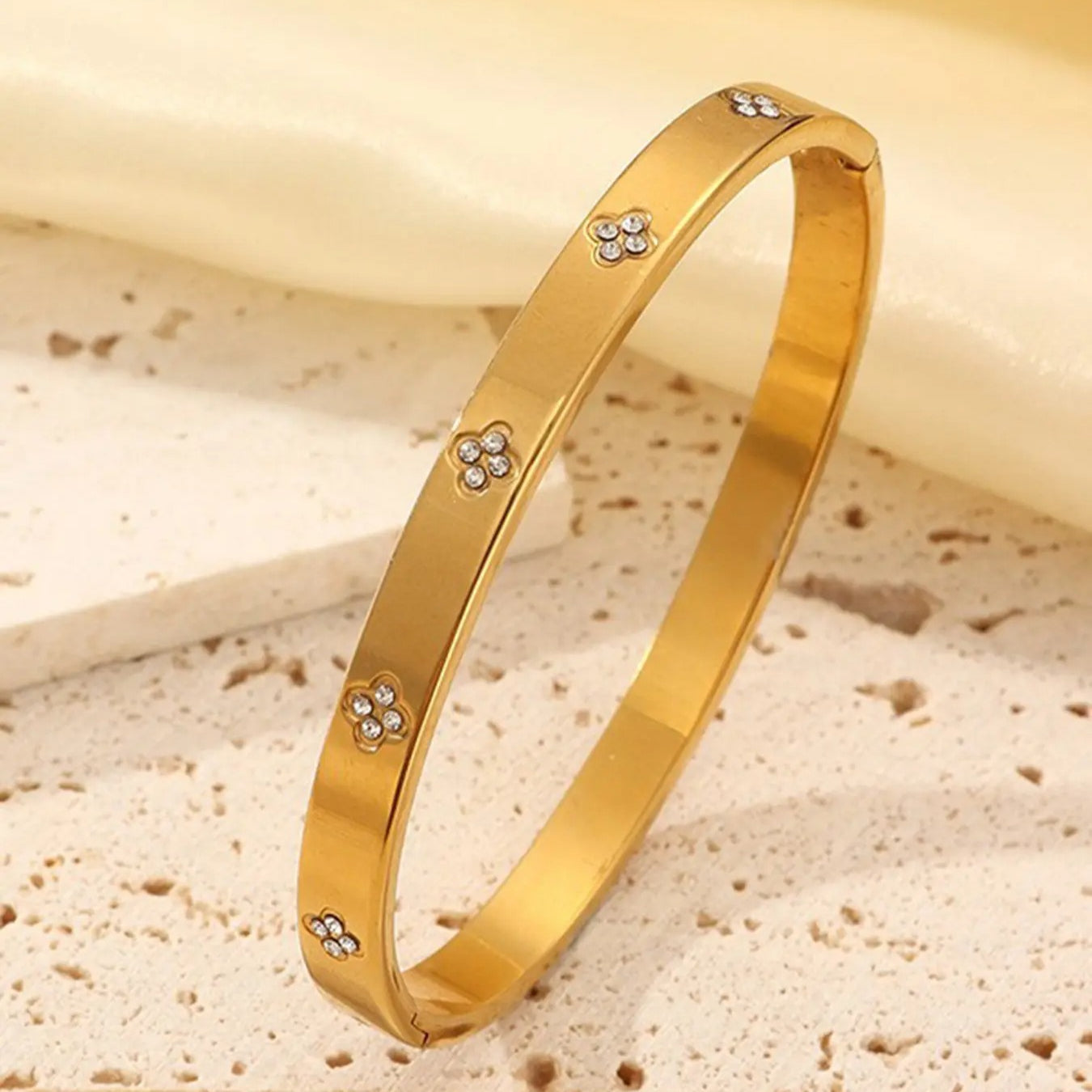 5-Piece 18K Gold Plated Titanium Steel Bracelet Set