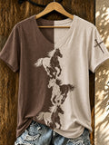 Women's Western Faith Print V-Neck Top