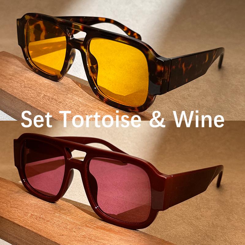 Retro Rectangle Aviator Sunglasses for Men & Women