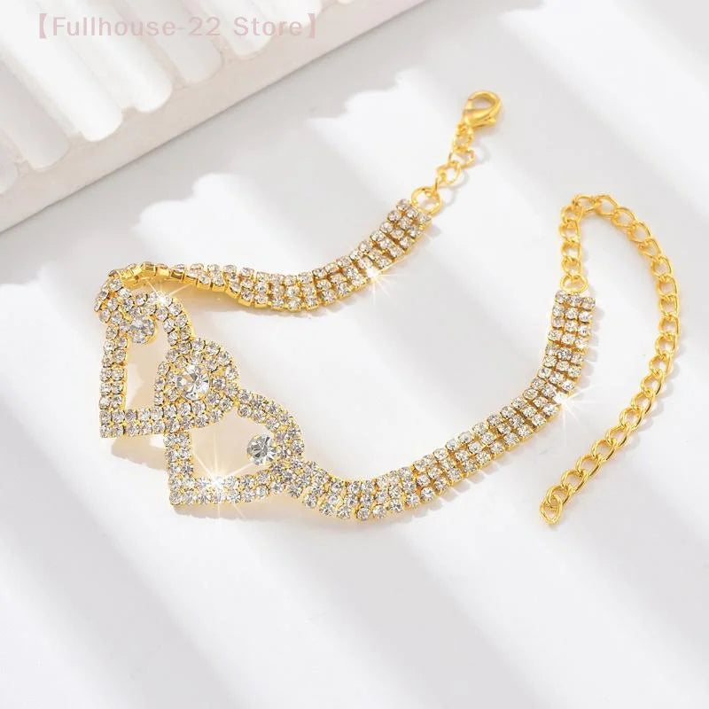 Gold Heart X Heart Anklet