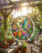 Attrape-soleil en acrylique - Colibri en fleurs