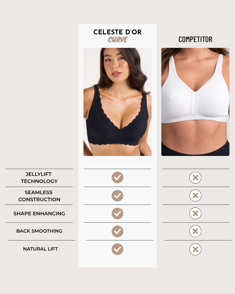 Scalloped Deep V Push-Up Seamless Wireless Jelly Bra