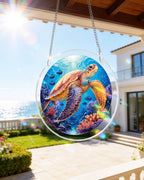 Attrape-soleil lumineux tortue marine – Décoration de fenêtre en acrylique