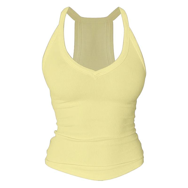 V-Neck Shelf Bra Racerback Tank Top