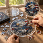 Décoration suspendue en acrylique en forme de puzzle pour vétéran DD-214 – Attrape-soleil d'aigle patriotique pour fenêtre, cadeau pour vétérans