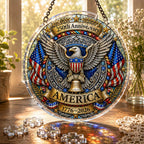 Décoration suspendue en acrylique pour le 250e anniversaire de l'Amérique – Aigle patriotique, Cloche de la Liberté et drapeau américain, Décoration attrape-soleil, Cadeau commémoratif 1776-2026