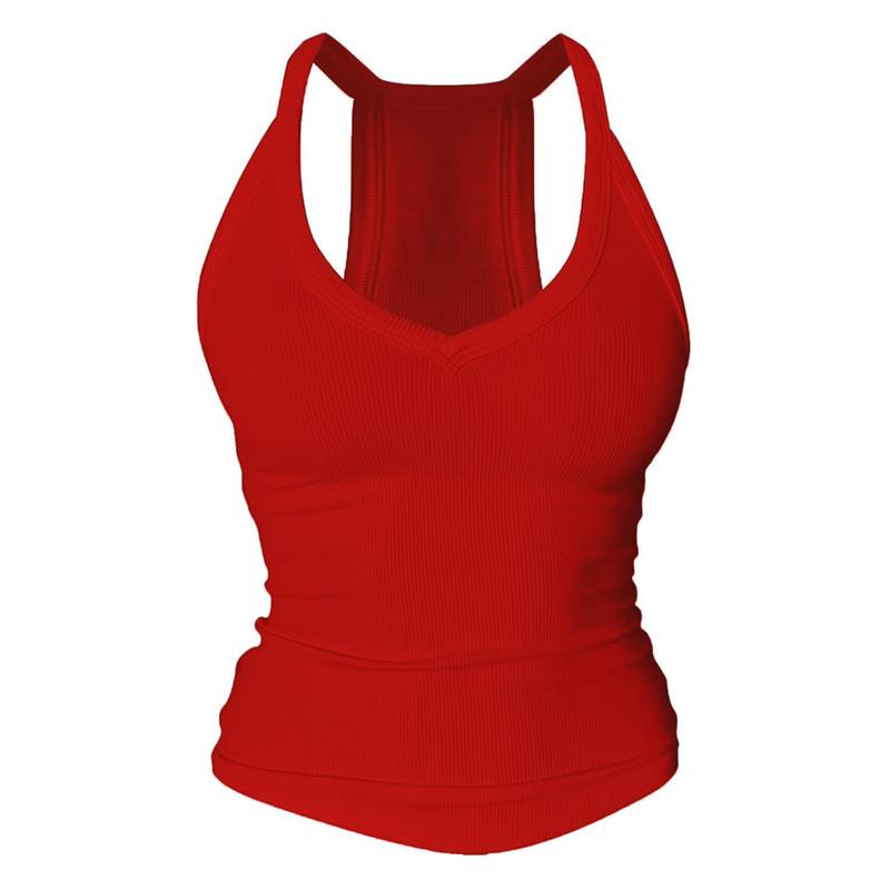 V-Neck Shelf Bra Racerback Tank Top