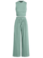 Ensemble crop top côtelé et pantalon large