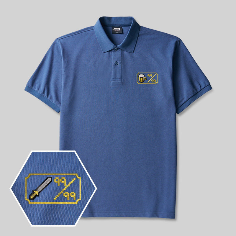 Personalized Pixel Skill 3 Geek Embroidered Polo Shirt