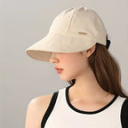 Chapeau de soleil à large bord UPF 50+ pour femme avec visière pour queues de cheval