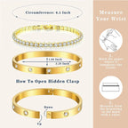 Set de bracelets-joncs et chaîne de tennis