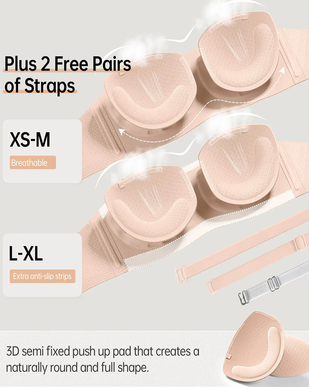 Soutien-gorge bandeau sans couture et sans armatures pour femme | Sans bretelles et antidérapant