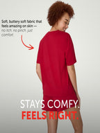 Ensemble de pyjama pour femme : T-shirt coupe droite et short taille haute en mélange de bambou