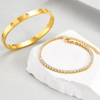 Set de bracelets-joncs et chaîne de tennis