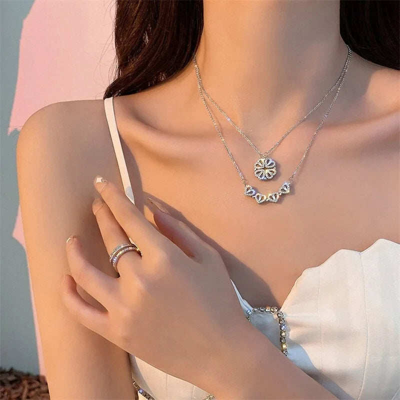 Heart² x Heart² Necklace & Preserved Rose Set