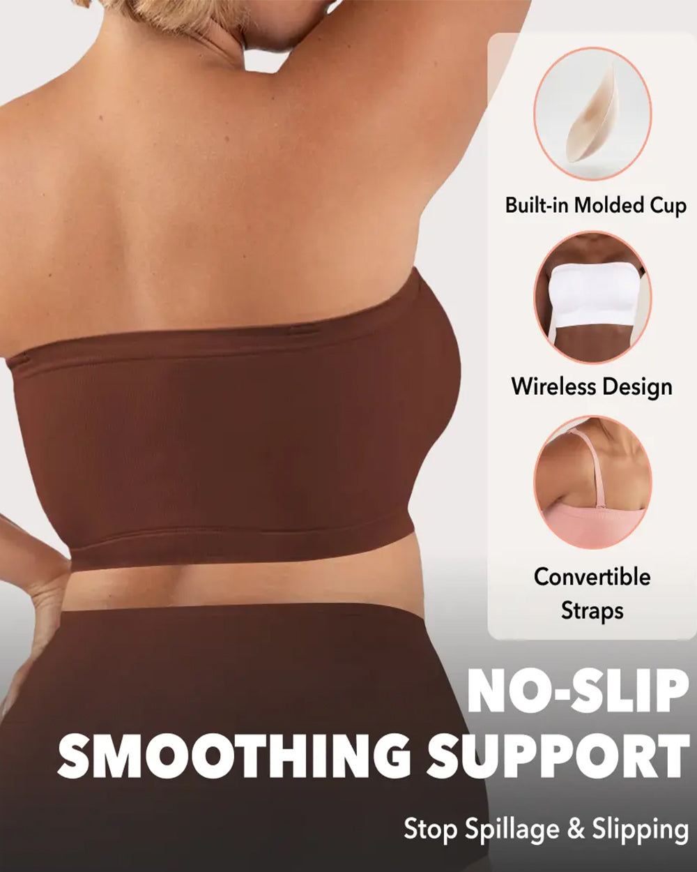Soutien-gorge bandeau sans bretelles convertible pour femme