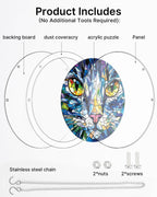 Attrape-soleil lumineux chat mosaïque - Art acrylique pour fenêtre