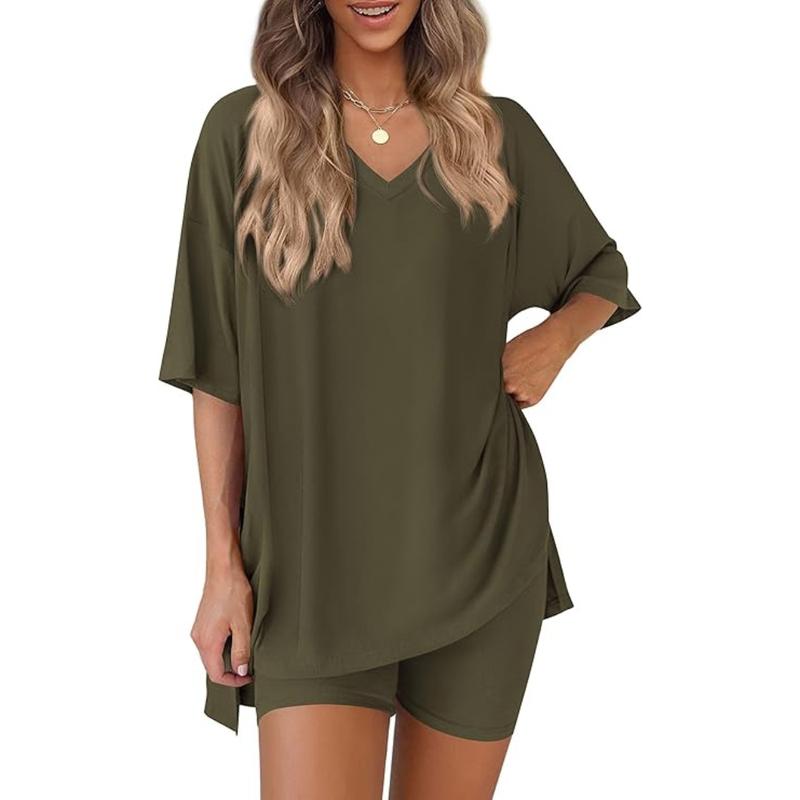Oversized Top & Biker Shorts Lounge Set