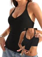 Débardeur dos nageur à col en V avec soutien-gorge intégré