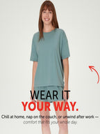 Ensemble de pyjama pour femme : T-shirt coupe droite et short taille haute en mélange de bambou