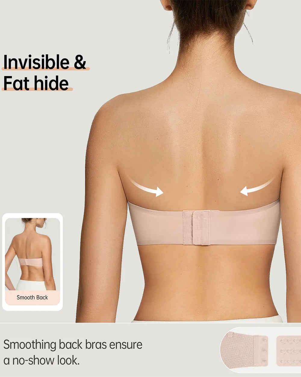 Soutien-gorge bandeau sans couture et sans armatures pour femme | Sans bretelles et antidérapant