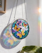 Attrape-soleil lumineux Papillons en fleurs – Art en acrylique pour fenêtre