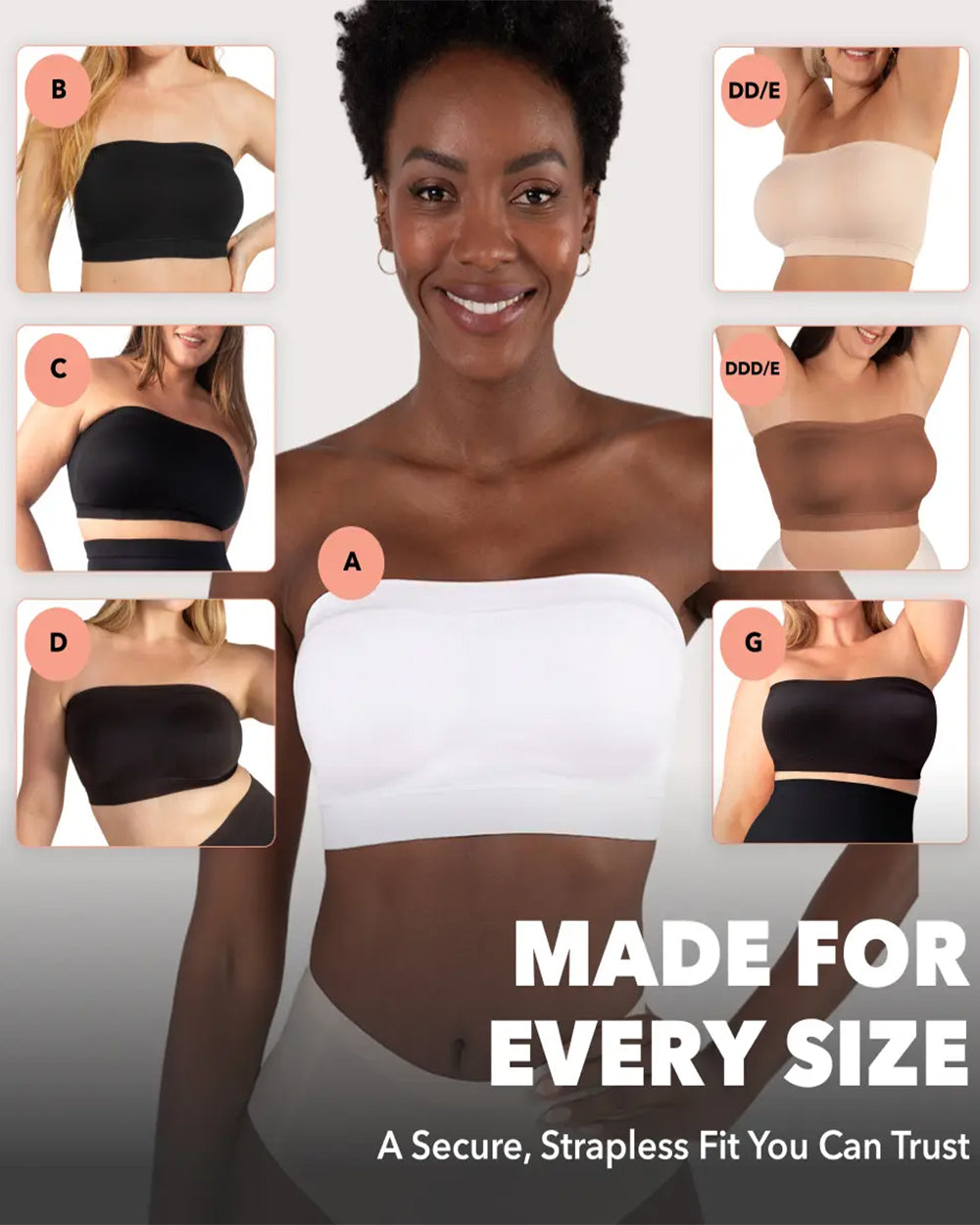Soutien-gorge bandeau sans bretelles convertible pour femme