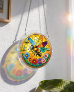 Attrape-soleil abeille lumineuse-Art acrylique pour fenêtre