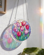Capteur de soleil Acrylique « Tulipes Éclat du matin » - Décoration de fenêtre