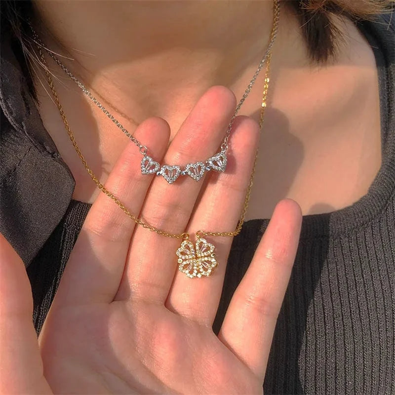 Heart² x Heart² Necklace & Preserved Rose Set