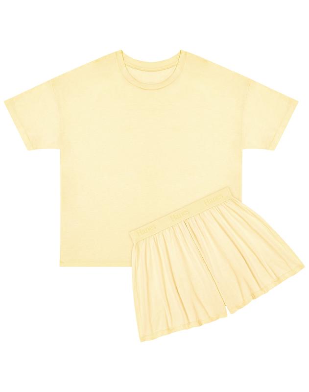 Women’s Bamboo-Blend Boxy Tee & High-Rise Shorts Pajama Set