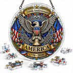 Décoration suspendue en acrylique pour le 250e anniversaire de l'Amérique – Aigle patriotique, Cloche de la Liberté et drapeau américain, Décoration attrape-soleil, Cadeau commémoratif 1776-2026