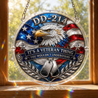 Décoration suspendue en acrylique en forme de puzzle pour vétéran DD-214 – Attrape-soleil d'aigle patriotique pour fenêtre, cadeau pour vétérans