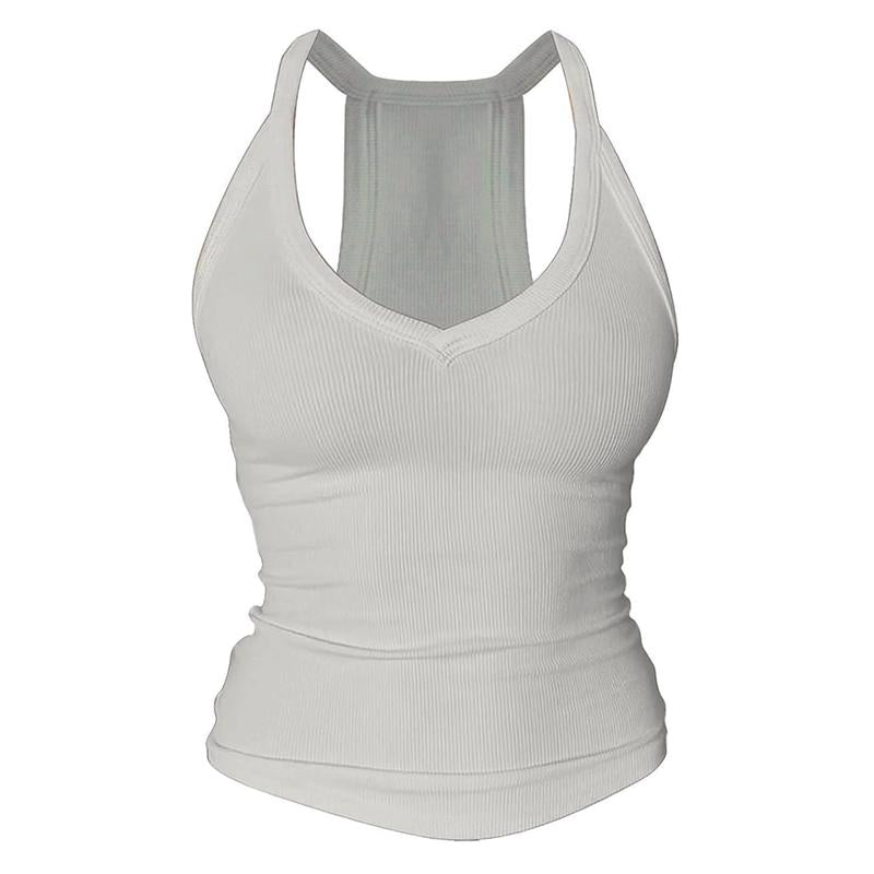 V-Neck Shelf Bra Racerback Tank Top
