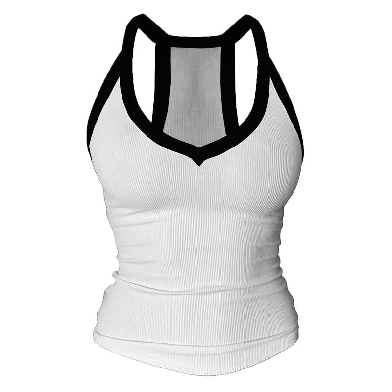 V-Neck Shelf Bra Racerback Tank Top