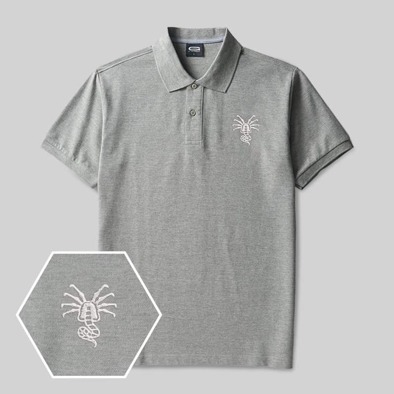 Facehugger Geek Embroidered Polo Shirt