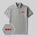 Polo brodé "Cœurs Pixels Geek"