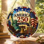 Décoration à suspendre pour puzzle en acrylique America 250 – Attrape-soleil patriotique 1776-2026 pour fenêtre