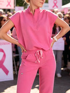 Women's Breast Cancer Awareness Oversized Scrub Top Blouse