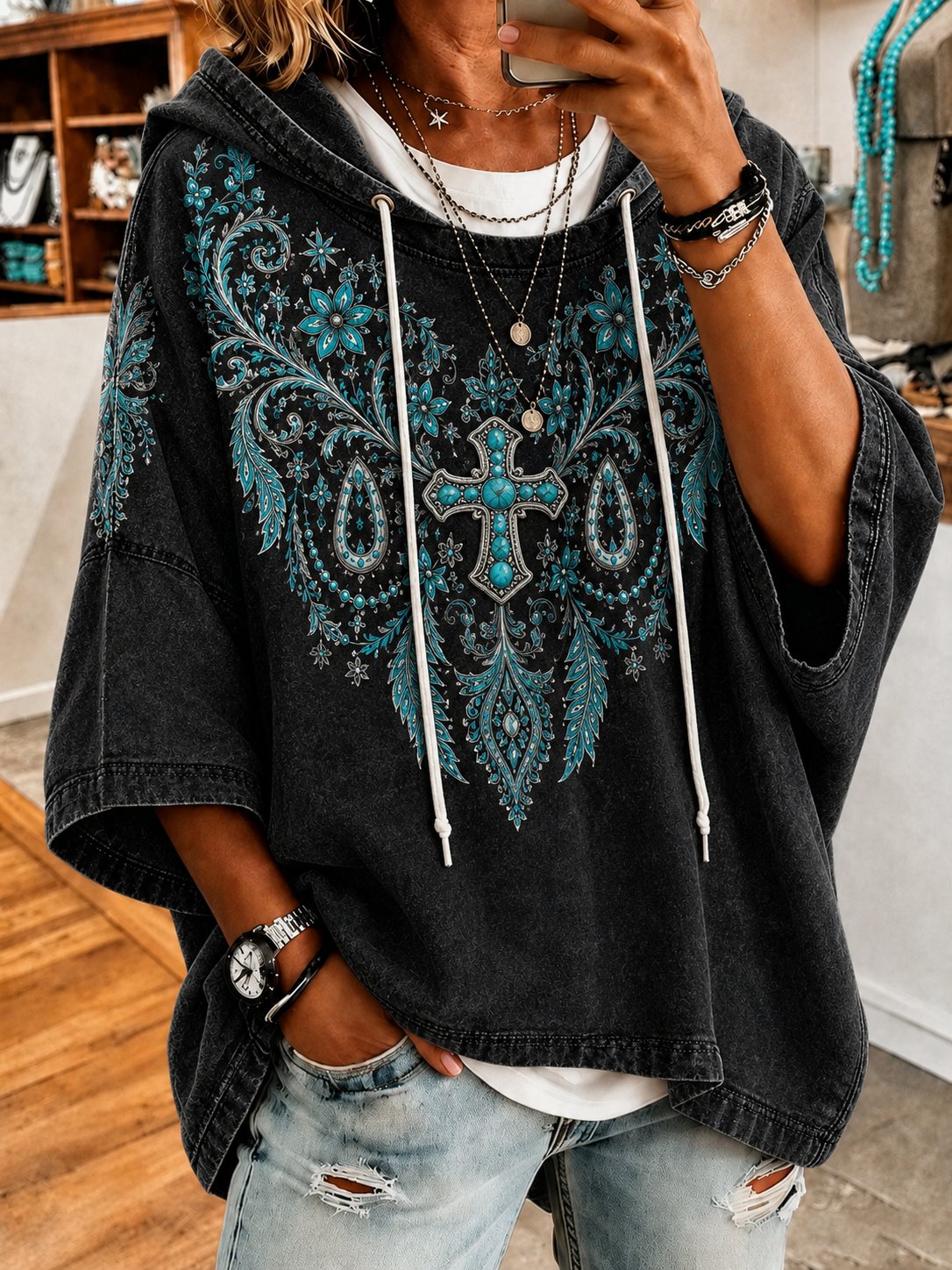 Women's Casual Western-Style Printed Top