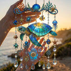 🔥🐋🐢🐬Carillon Éolien en Cristal Thème Océan â€?🌊Apportez la Lumière de l'Océan à Votre Jardin