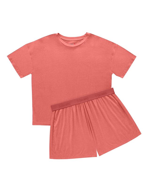 Women’s Bamboo-Blend Boxy Tee & High-Rise Shorts Pajama Set