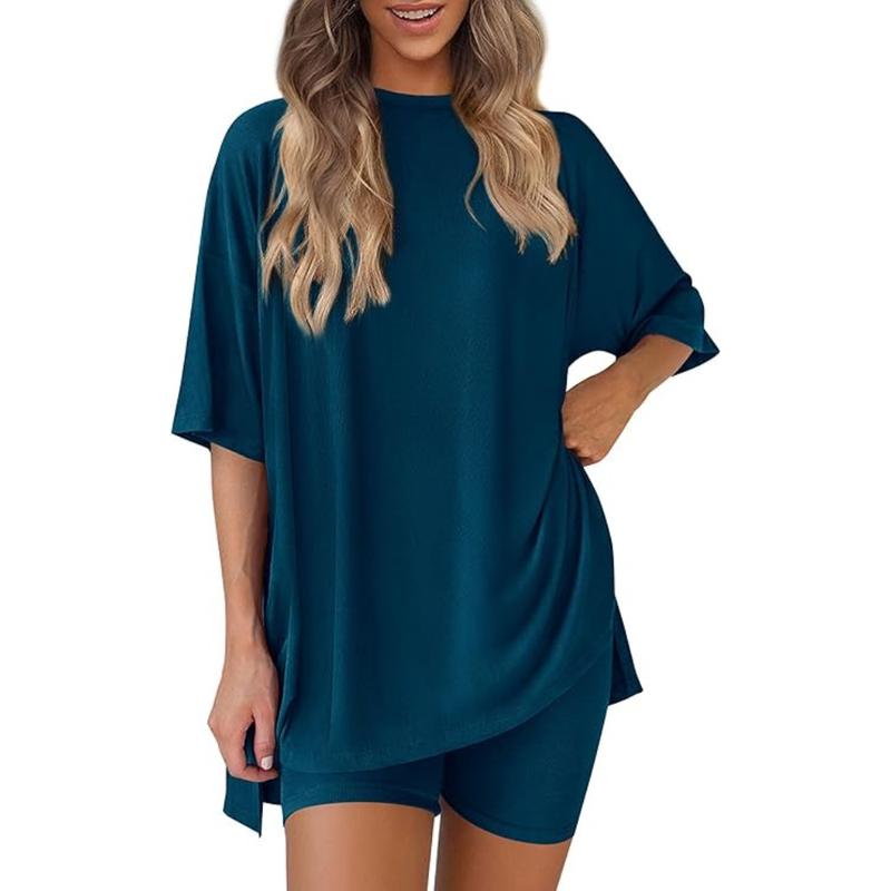 Oversized Top & Biker Shorts Lounge Set