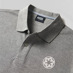 Polo noir brodé science-fiction premium | Vêtement geek emblème galactique (M-5XL)