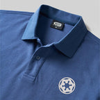 Polo noir brodé science-fiction premium | Vêtement geek emblème galactique (M-5XL)